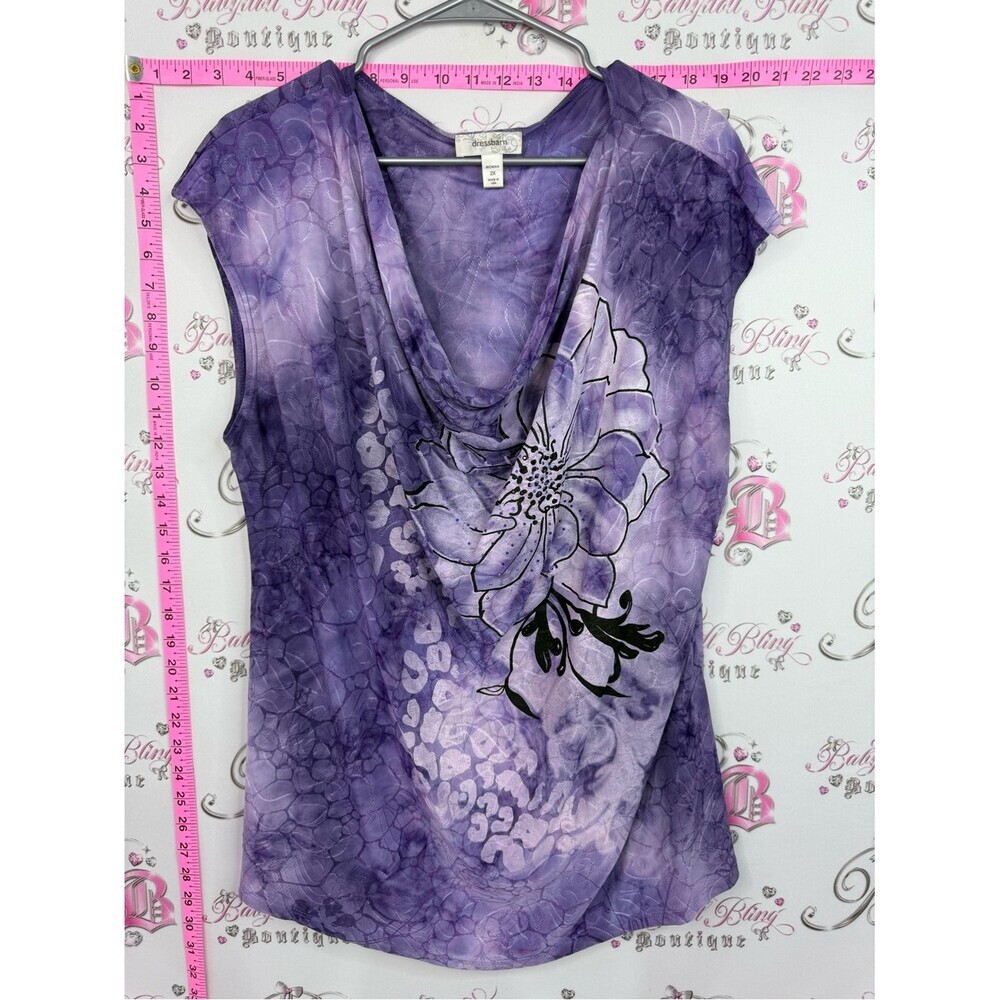 Dress Barn y2k tank top drop neck Purple Floral Cowl Neck Camisole